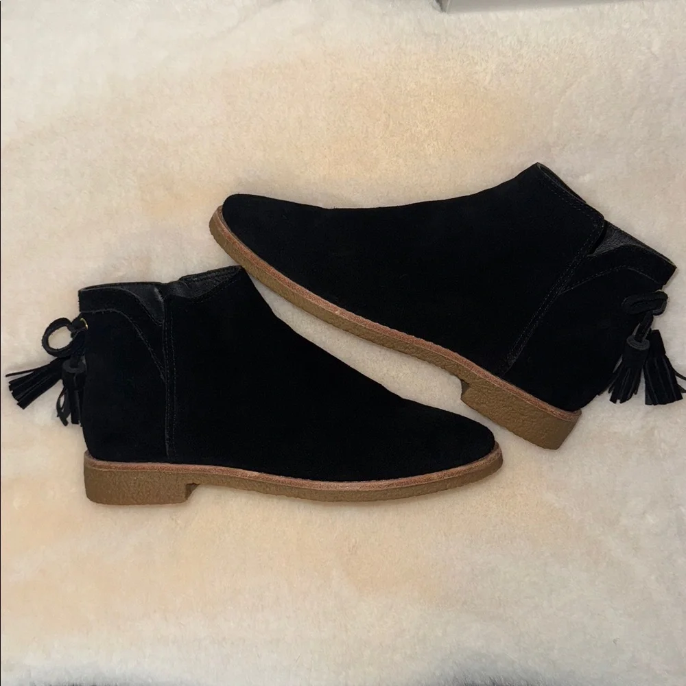 Kate Spade Belleville Too Suede Ankle Boots Booties w Tassel Women’s 6.5 Black